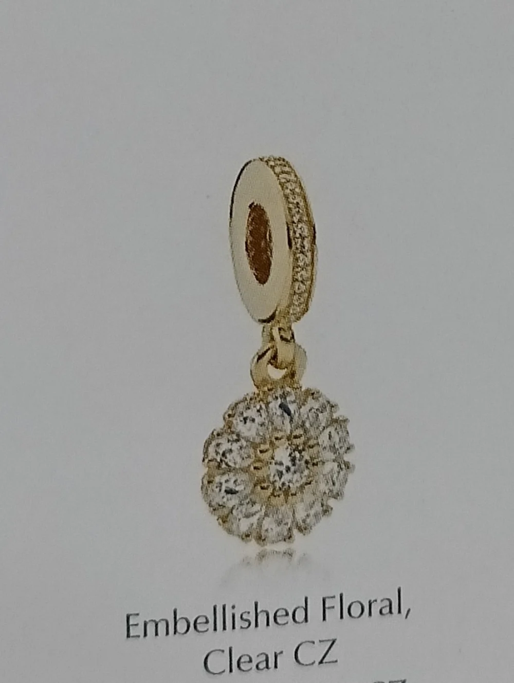 Pandora 14k Solid Gold And CZ Embellished Floral Charm/Pendant